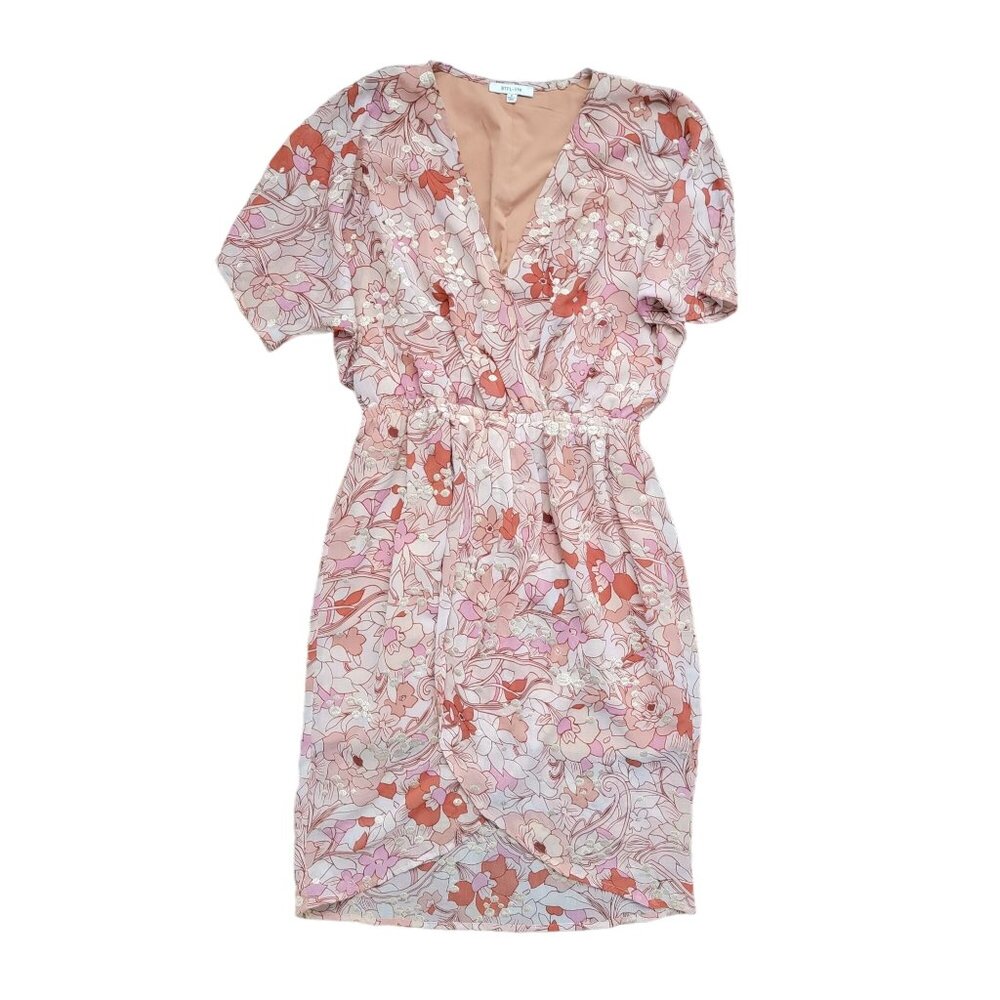 NEW BTFL-life Mini Dress Womens S Soft Pink Floral Summer Garden Fairy